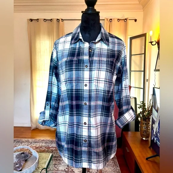 Carhartt Fairview Plaid Shirt Vapor Gray, size M (8/10) - Picture 2 of 9